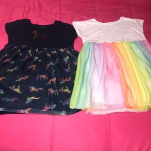 Set of Two Unicorn Girl’s Dresses Bundle- Blue and Rainbow Size XXL (18)
